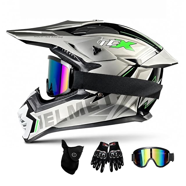Foern cross helmet set with goggles, gloves and balaclava