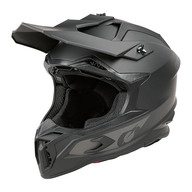 O’NEAL C-SRS cross helmet in profile with the peak fitted