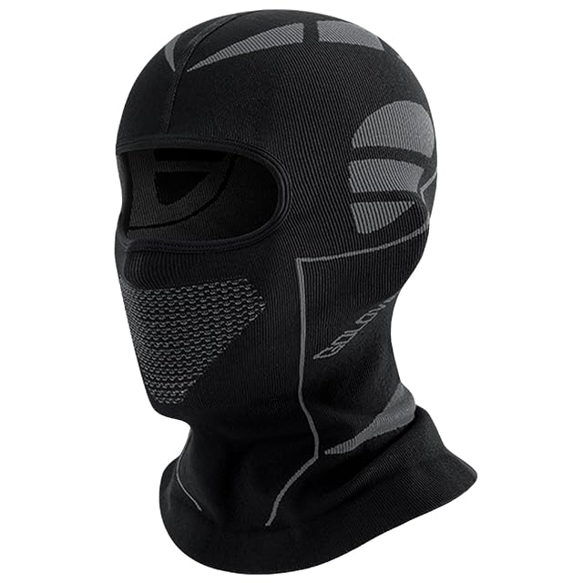KMKANPO knitted winter balaclava in black and grey