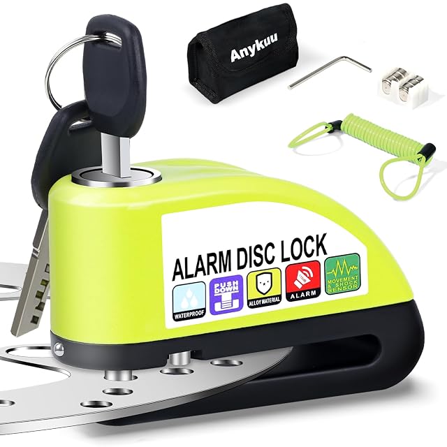 Anykuu alarmed disc lock with 1.5 m reminder cable