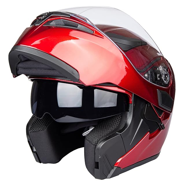 JIEKAI JK902 modular helmet in red, chin bar closed