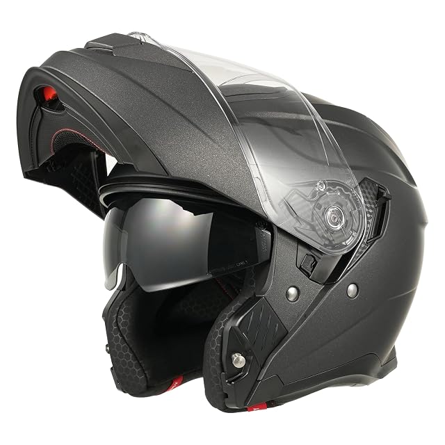MY 935 modular helmet with the chin bar raised