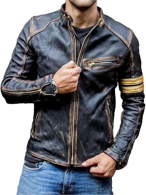Superior Leather Garments café racer jacket in distressed black