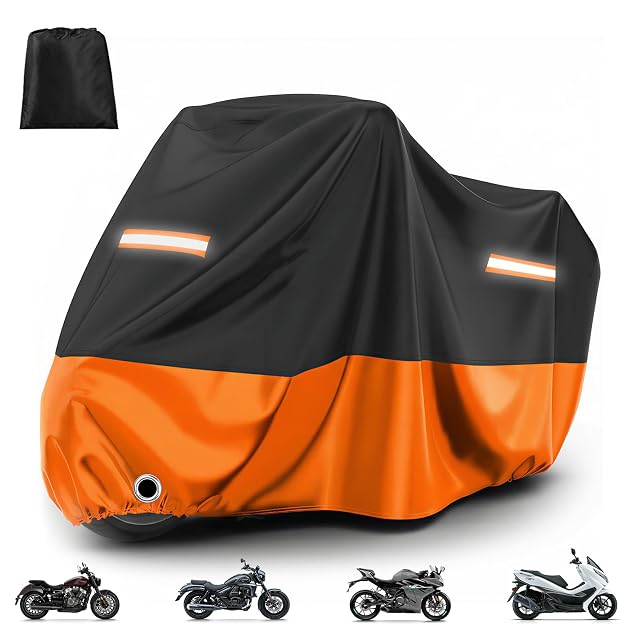 Favoto motorcycle cover in black and orange