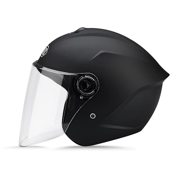 LIONCIANO open-face helmet in matt black, visor down
