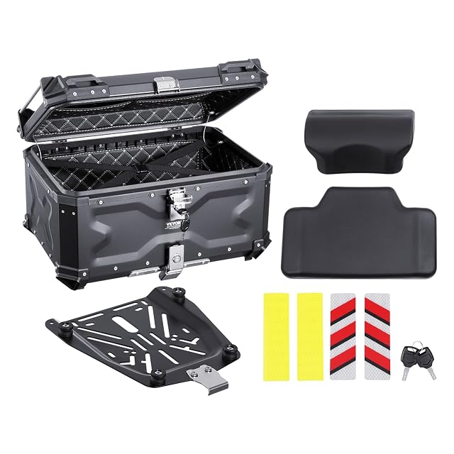 VEVOR 65 L aluminium top case with backrest pad